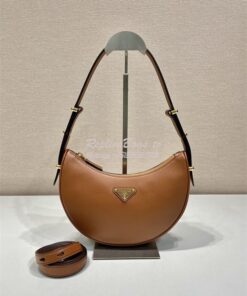 Replica Prada Cognac Leather Moon shoulder bag 1BC194