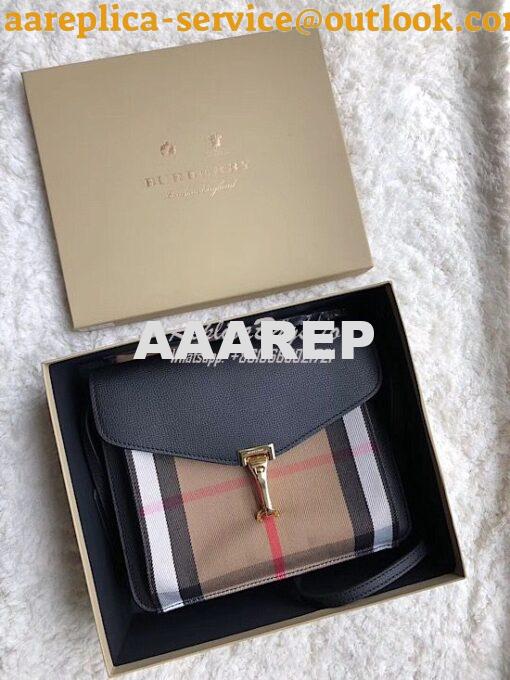 Replica Burberry Small Leather and House Check Crossbody Bag Black 2