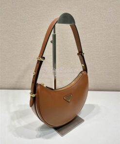 Replica Prada Cognac Leather Moon shoulder bag 1BC194 2