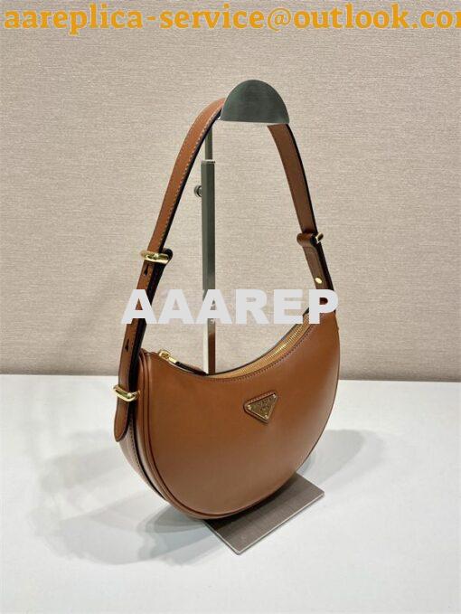 Replica Prada Cognac Leather Moon shoulder bag 1BC194 2