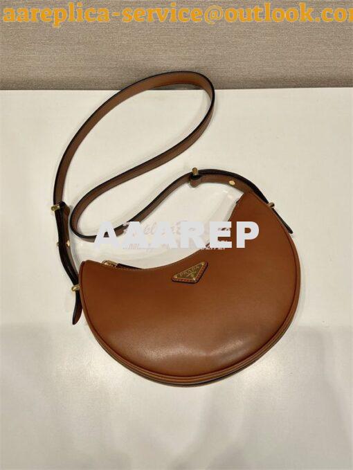 Replica Prada Cognac Leather Moon shoulder bag 1BC194 3