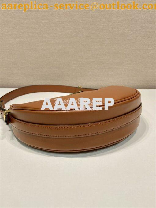 Replica Prada Cognac Leather Moon shoulder bag 1BC194 6