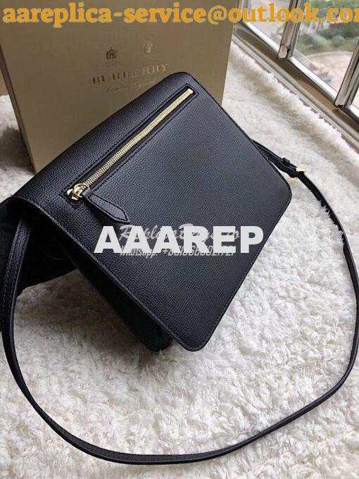 Replica Burberry Small Leather and House Check Crossbody Bag Black 5