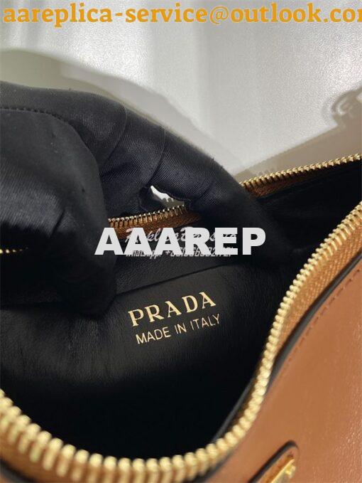 Replica Prada Cognac Leather Moon shoulder bag 1BC194 9