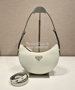 Replica Prada White Leather Moon shoulder bag 1BC194