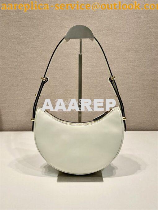 Replica Prada White Leather Moon shoulder bag 1BC194 4