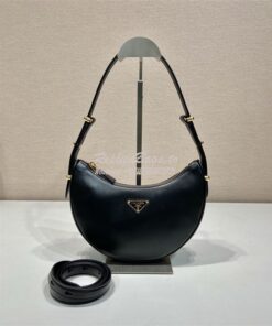 Replica Prada Black Leather Moon shoulder bag 1BC194