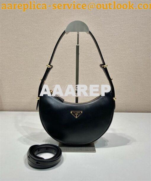 Replica Prada Black Leather Moon shoulder bag 1BC194