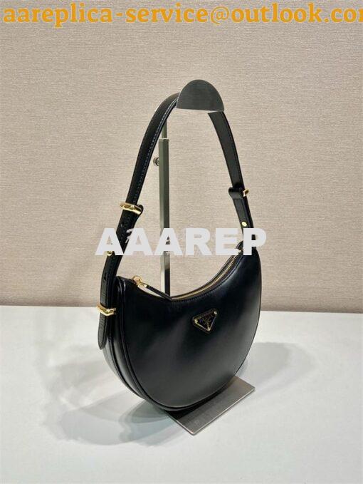 Replica Prada Black Leather Moon shoulder bag 1BC194 2