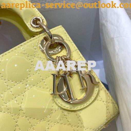 Replica Micro Lady Dior Bag Pale Yellow Patent Cannage Calfskin S0856 2