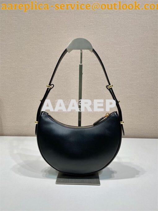 Replica Prada Black Leather Moon shoulder bag 1BC194 4