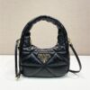 Replica Prada Black Leather Moon shoulder bag 1BC194 10