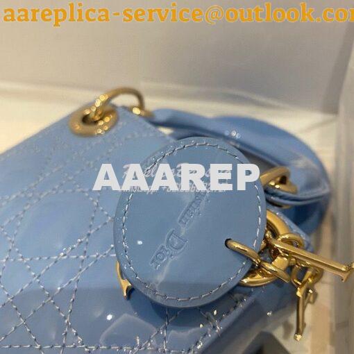 Replica Micro Lady Dior Bag Cornflower Blue Patent Cannage Calfskin S0 3