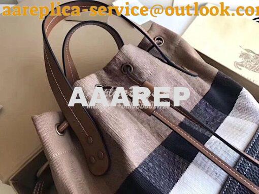 Replica Burberry Canvas Check and Leather Bucket Bag Black 9