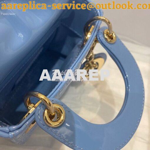 Replica Micro Lady Dior Bag Cornflower Blue Patent Cannage Calfskin S0 7