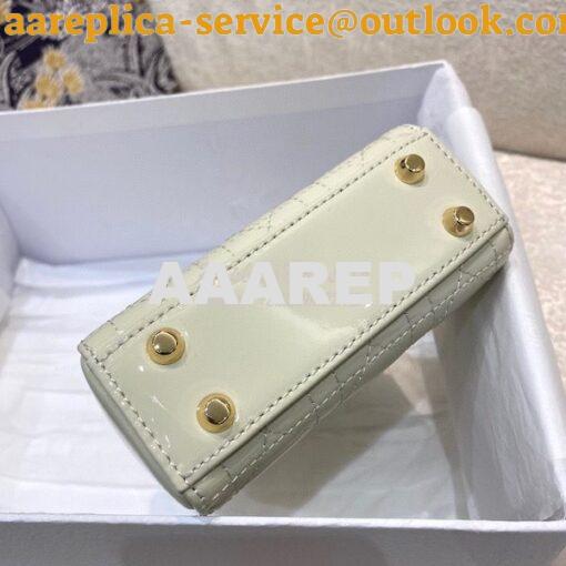 Replica Micro Lady Dior Bag White Patent Cannage Calfskin S0856 9