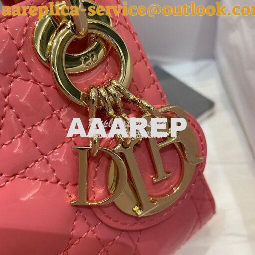 Replica Micro Lady Dior Bag Peony Pink Patent Cannage Calfskin S0856 2