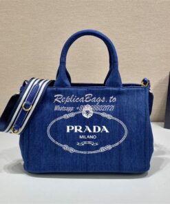 Replica Prada Canapa 2way Hand tote bag 1BG439 Blue