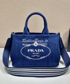 Replica Prada Canapa 2way Hand tote bag 1BG439 Blue 2