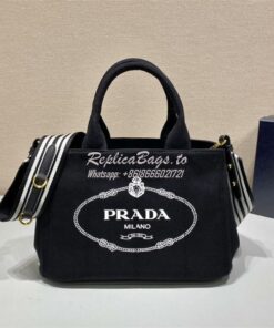 Replica Prada Canapa 2way Hand tote bag 1BG439 black