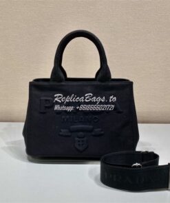 Replica Prada Canapa 2way Hand tote bag 1BG439 all black 2