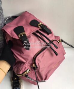 Replica Burberry The Rucksack backpack in pink Technical Nylon and Lea