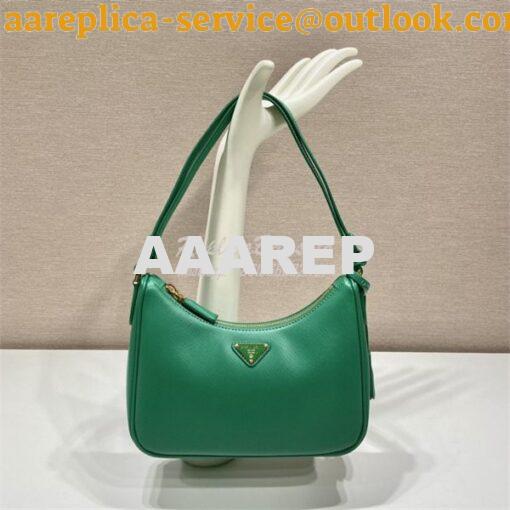 Replica Prada Re-Edition Green Saffiano leather mini-bag with adjustab