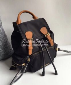 Replica Burberry The Rucksack backpack in black Technical Nylon and br 2