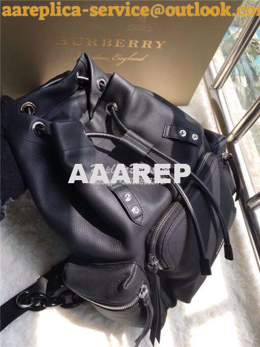 Replica Burberry The Medium Rucksack in black Deerskin with Resin Chai 4