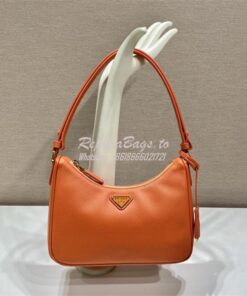 Replica Prada Re-Edition Orange Saffiano leather mini-bag with adjusta