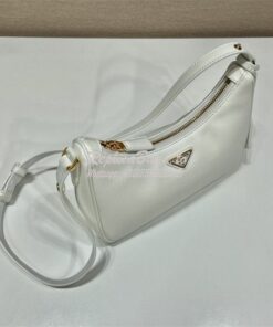 Replica Prada Re-Edition White Saffiano leather mini-bag with adjustab 2