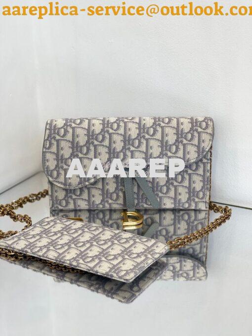 Replica Dior Saddle Wallet Gray Oblique Jacquard S5614