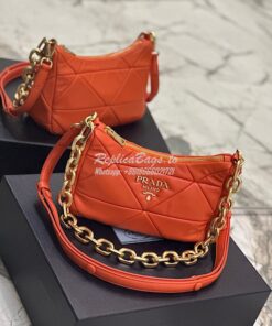 Replica Prada System nappa leather patchwork bag 1BC157 Orange 2