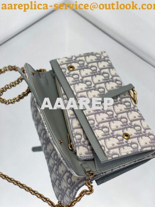 Replica Dior Saddle Wallet Gray Oblique Jacquard S5614 6