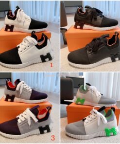 Replica Hermes Men Female Depart Sneaker Knit And Calfskin H212918Z i