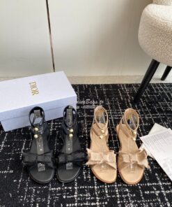 Replica Dior Adiorable Sandal Calfskin and Fringed Grosgrain KDQ979C Beige