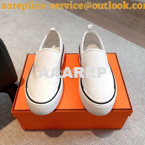 Replica Hermes Men Gliss Sneaker Cotton Twill And Calfskin H231708Z 10