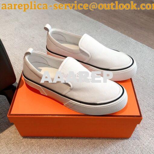 Replica Hermes Men Gliss Sneaker Cotton Twill And Calfskin H231708Z 11