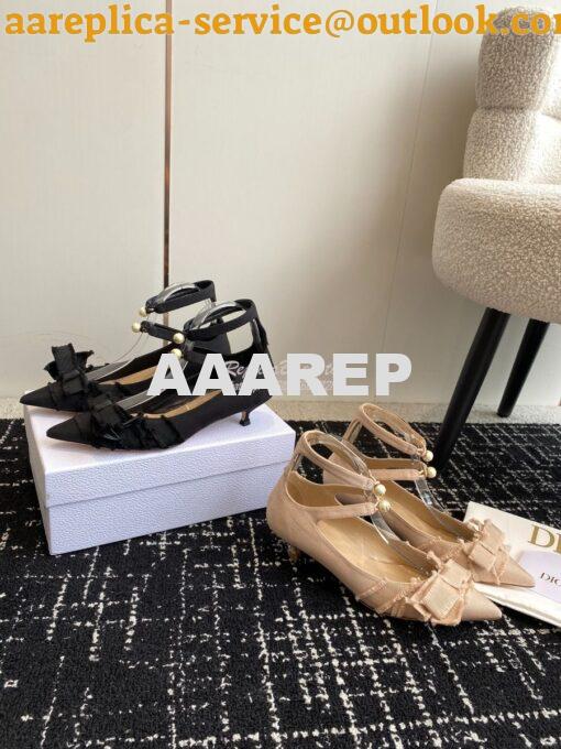 Replica Dior Adiorable Pump Fringed Grosgrain KDV199G Beige