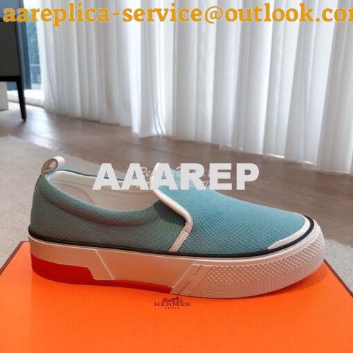 Replica Hermes Men Gliss Sneaker Cotton Twill And Calfskin H231708Z 20