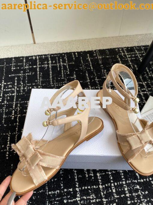 Replica Dior Adiorable Sandal Calfskin and Fringed Grosgrain KDQ979C Beige 10