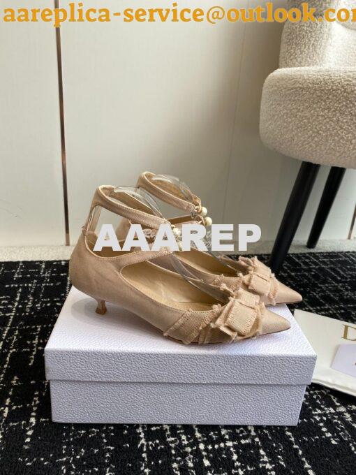 Replica Dior Adiorable Pump Fringed Grosgrain KDV199G Beige 4