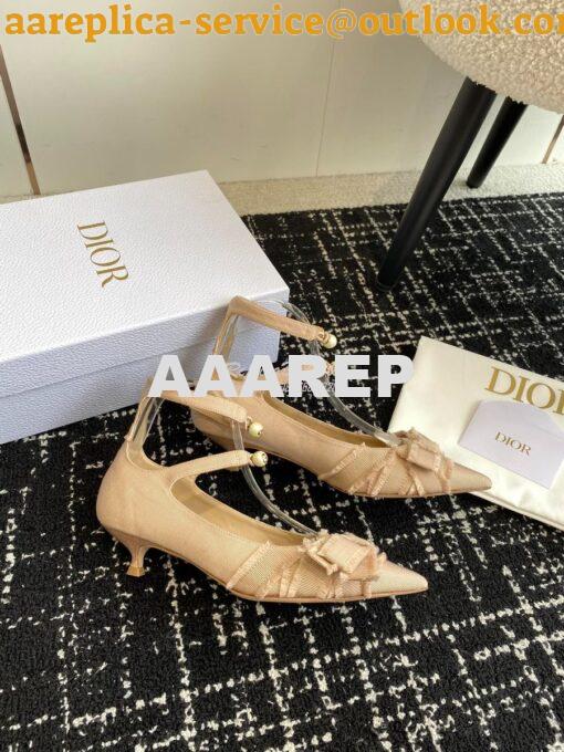 Replica Dior Adiorable Pump Fringed Grosgrain KDV199G Beige 5