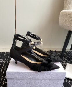 Replica Dior Adiorable Pump Fringed Grosgrain KDV199G Black