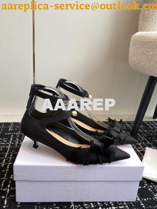 Replica Dior Adiorable Pump Fringed Grosgrain KDV199G Black