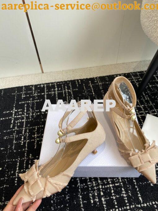 Replica Dior Adiorable Pump Fringed Grosgrain KDV199G Beige 6