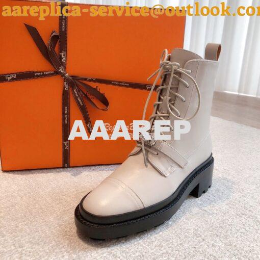 Replica Hermes Funk Ankle Boot in Glazed Calfskin H222070Z Beige Glais 5