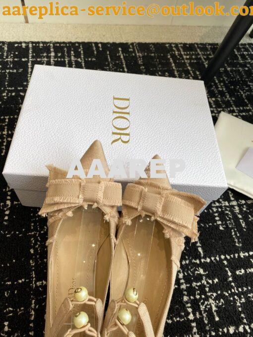 Replica Dior Adiorable Pump Fringed Grosgrain KDV199G Beige 7