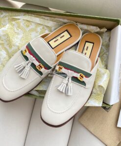 Replica Gucci Women's Slipper With Tassels 659628 White 2