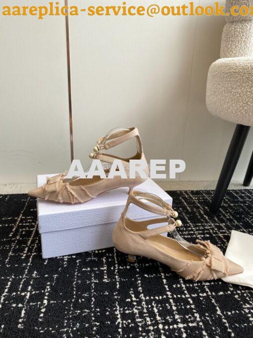 Replica Dior Adiorable Pump Fringed Grosgrain KDV199G Beige 8